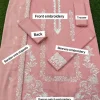 Peach Dhanak 3-Piece Embroidered Suit with Dupatta – Women’s Unstitched Dress - Image 2