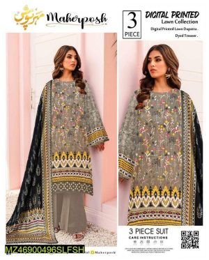Summer Lawn 3-Piece Printed Suit – Unstitched
