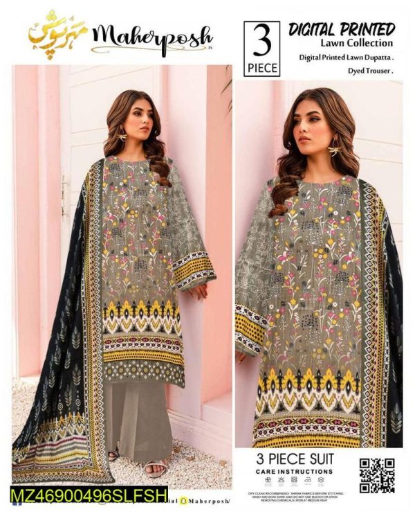 Summer Lawn 3-Piece Printed Suit – Unstitched