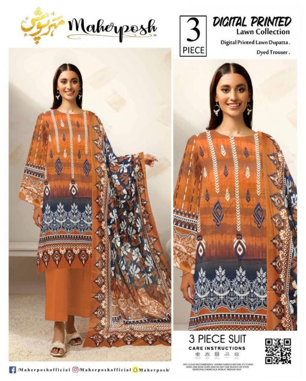 Summer Lawn 3-Piece Printed Suit – Women’s Unstitched