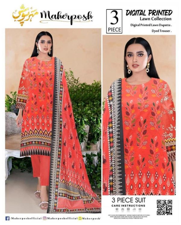 Summer Lawn 3-Piece Printed Suit – Unstitched Dress