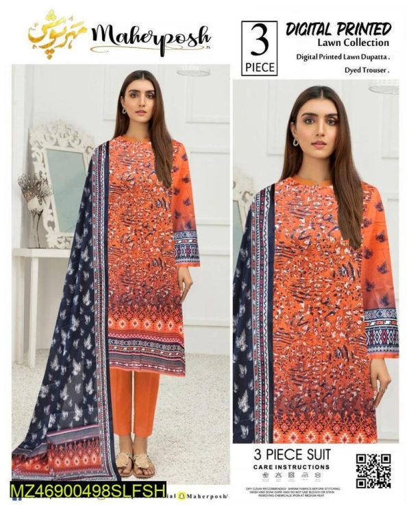 Summer Lawn 3-Piece Printed Suit – Women’s Unstitched