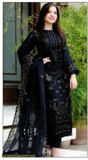 Embroidered Lawn 3-Piece Suit with Bamber Dupatta – Unstitched